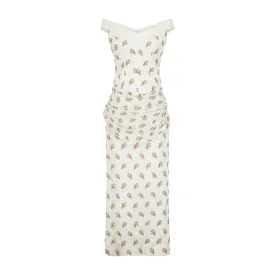 1990s Documented Catherine Buckley Rose Print Lace Wedding Suit