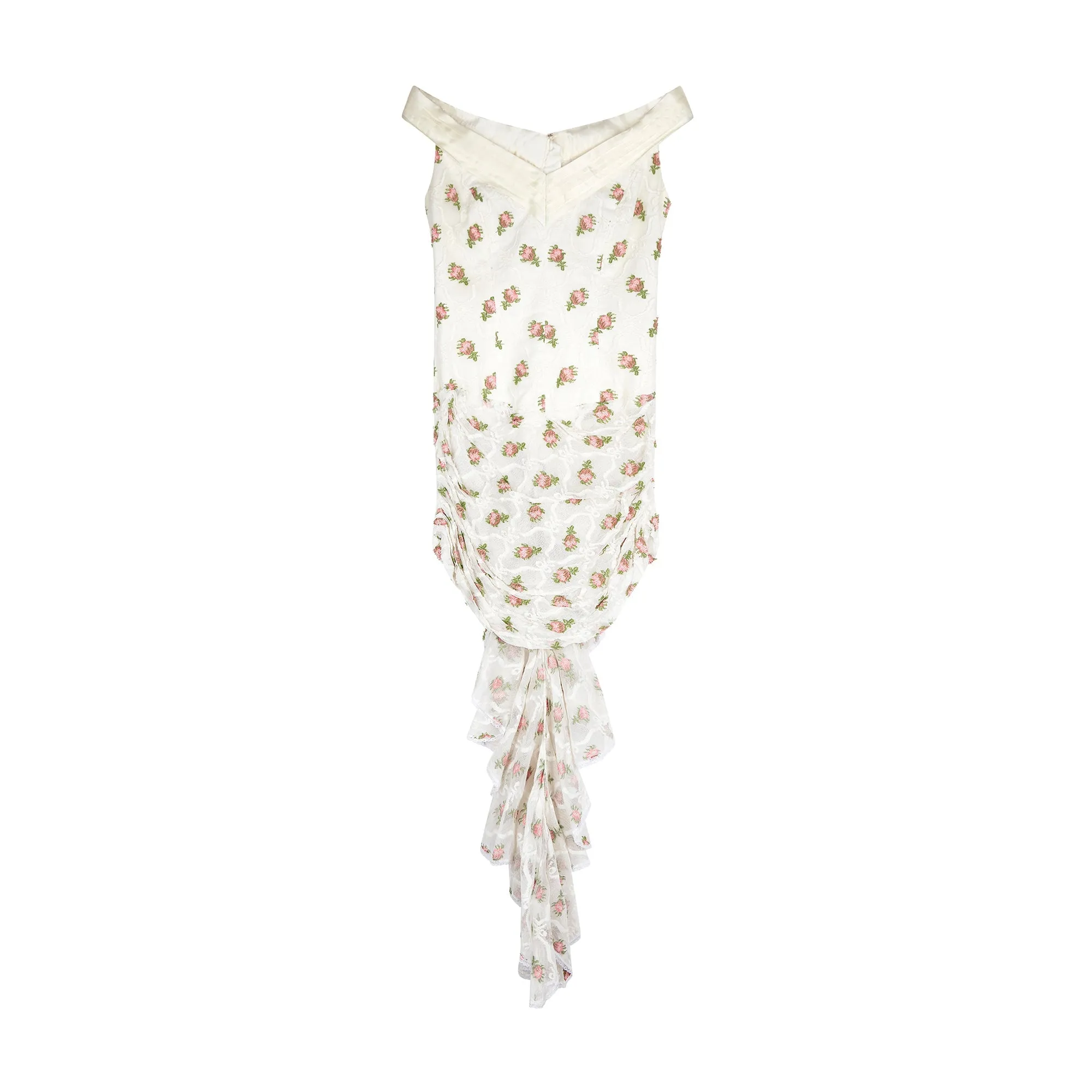1990s Documented Catherine Buckley Rose Print Lace Wedding Suit
