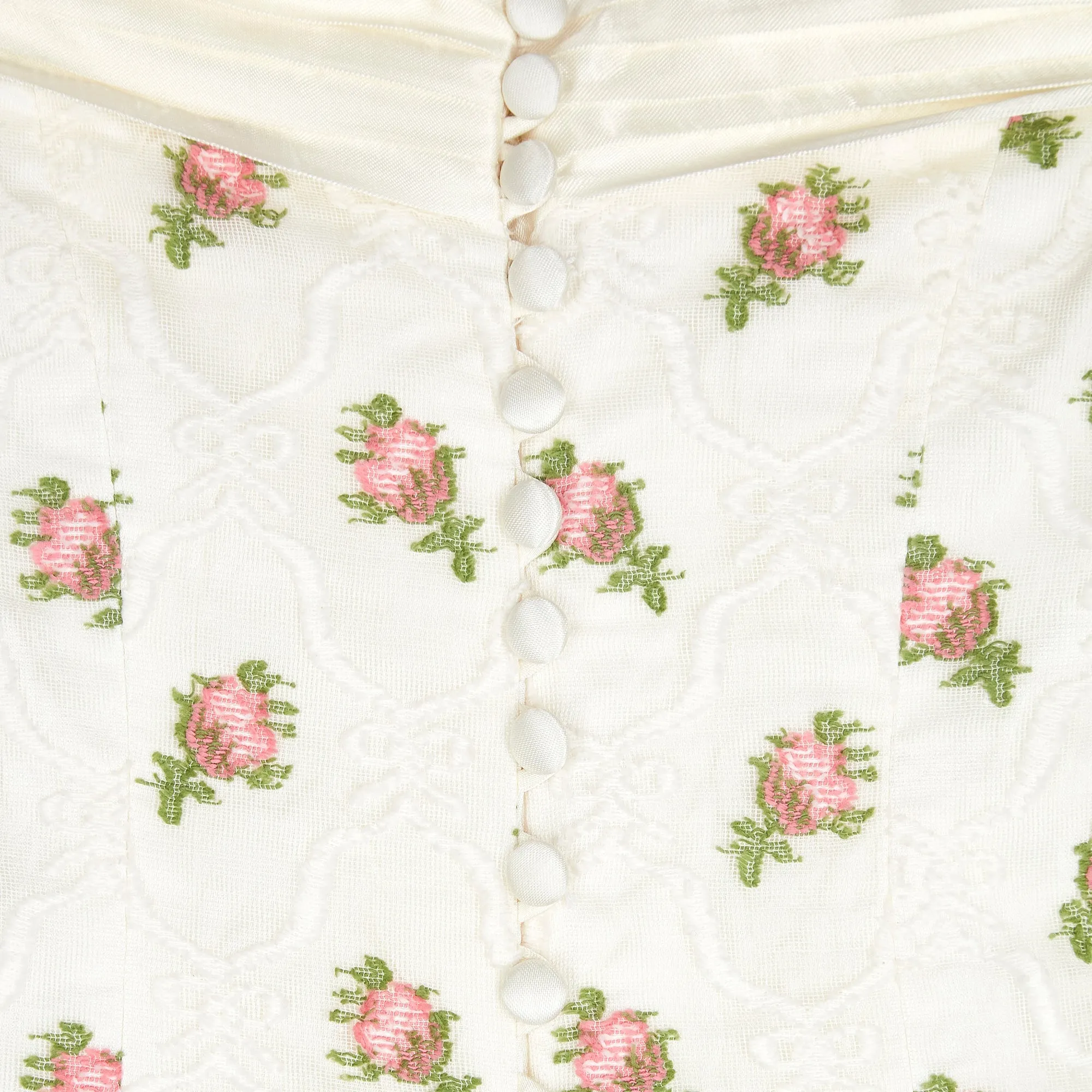 1990s Documented Catherine Buckley Rose Print Lace Wedding Suit