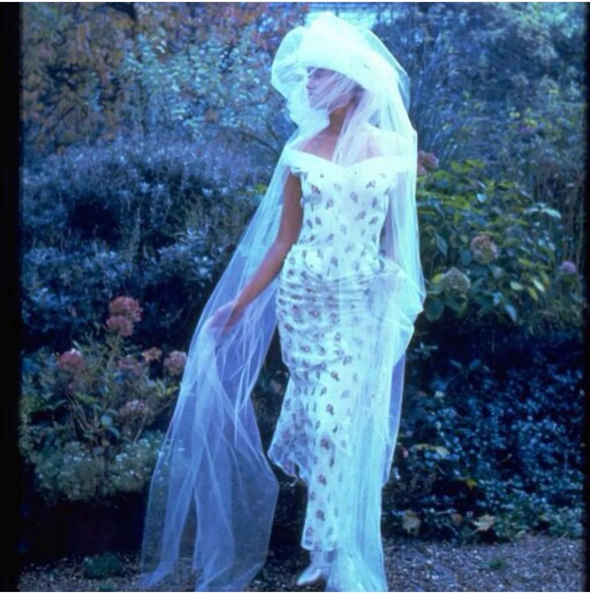 1990s Documented Catherine Buckley Rose Print Lace Wedding Suit