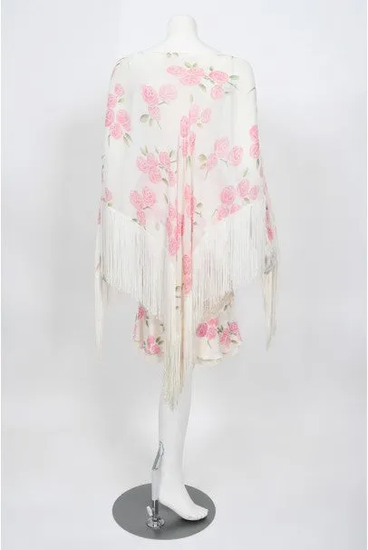 1999 Christian Dior by Galliano Pink Roses Silk Lace Bias-Cut Skirt Set