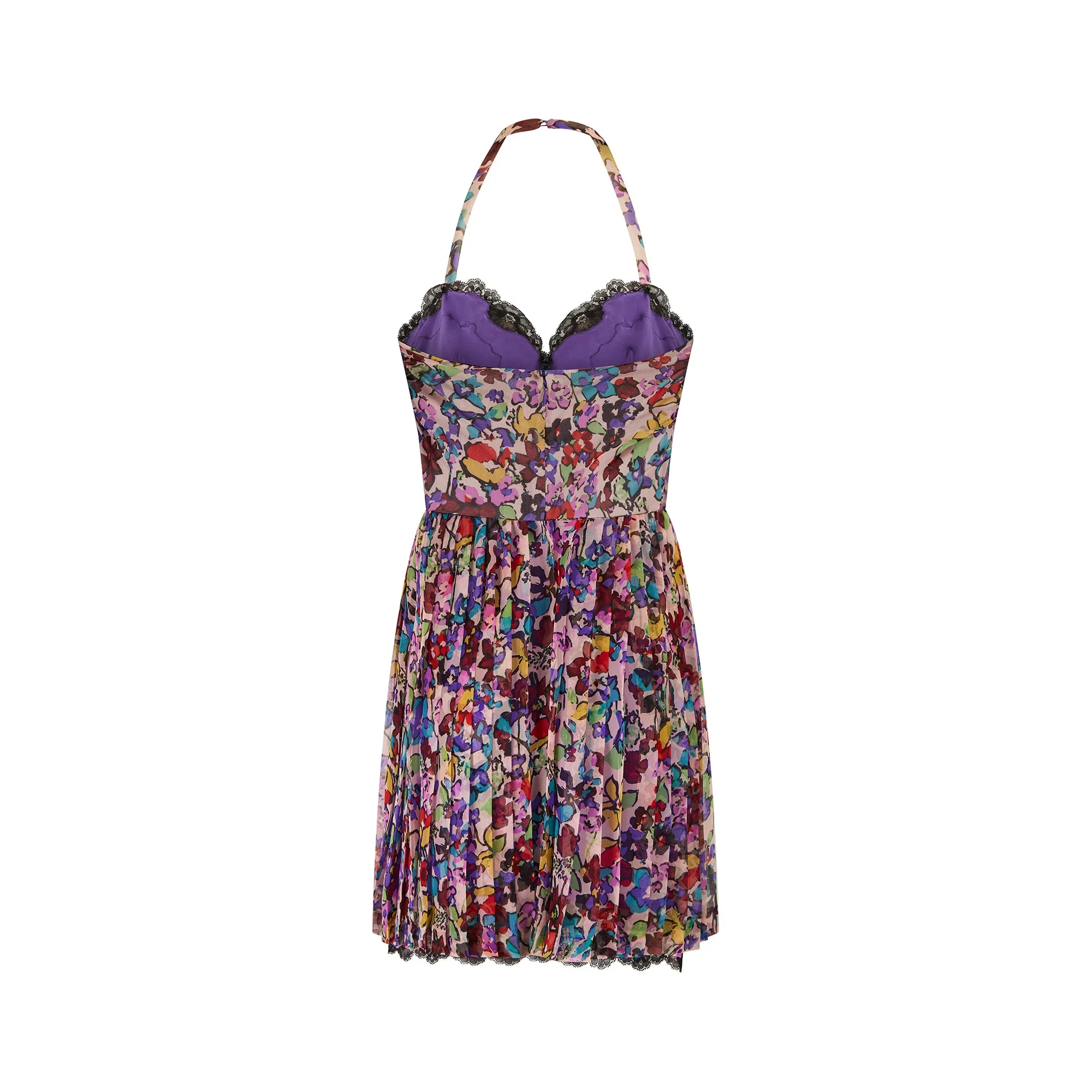 2010 Runway Christian Dior Floral Silk Chiffon Pleated Dress