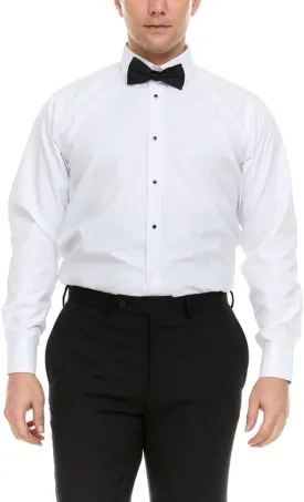 Adam Baker Men's Slim Fit Convertible Cuff Cotton-Blend Laydown & Wingtip Collar Tuxedo Shirt - Cufflinks & Bow Tie Included