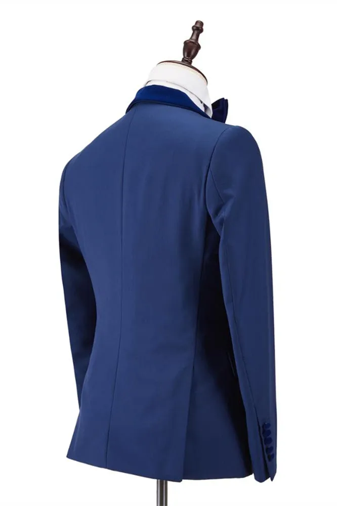 Amazing Velvet Shawl Lapel Royal Blue One Button Men's Formal Prom Suit Wedding Tuxedos Online