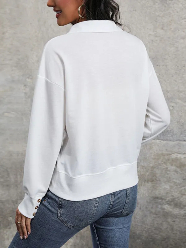 Annalise Women's Casual Lapel Tops V-Neck T-Shirt