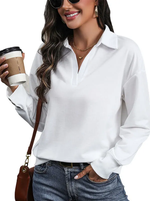 Annalise Women's Casual Lapel Tops V-Neck T-Shirt