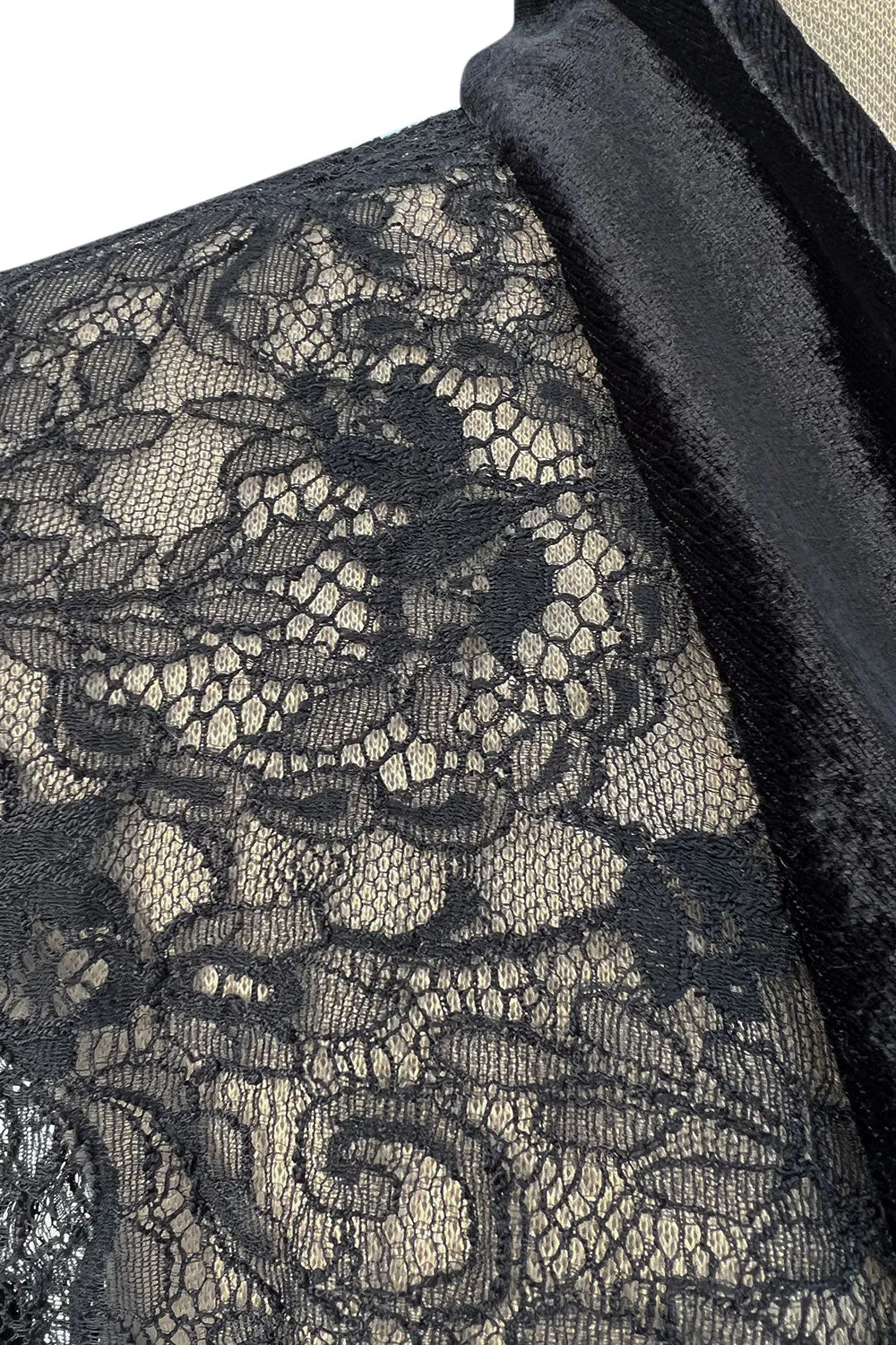 Beautiful Fall 2003 Christian Dior by John Galliano Black Lace Jacket Top w Velvet Trim