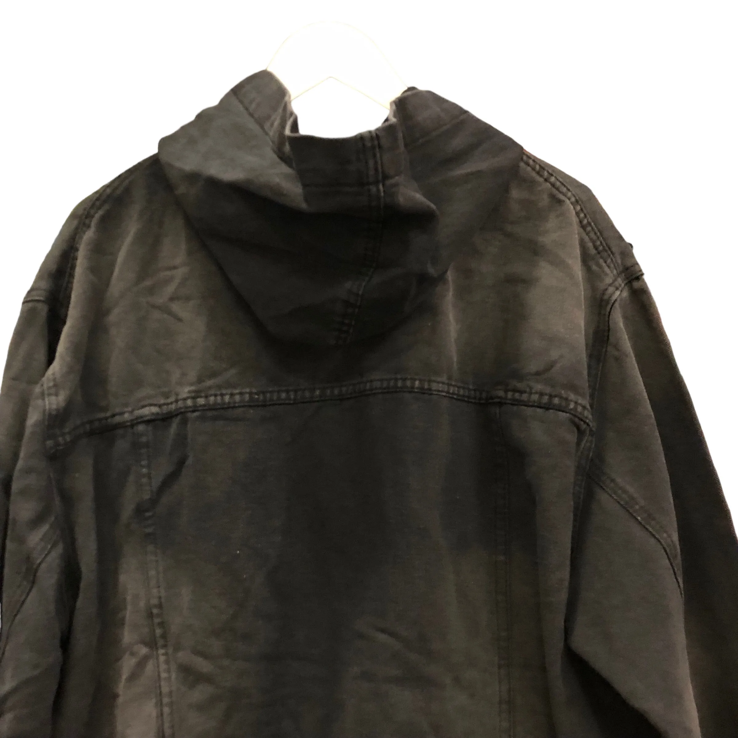Black Acid Denim Hoody Jacket