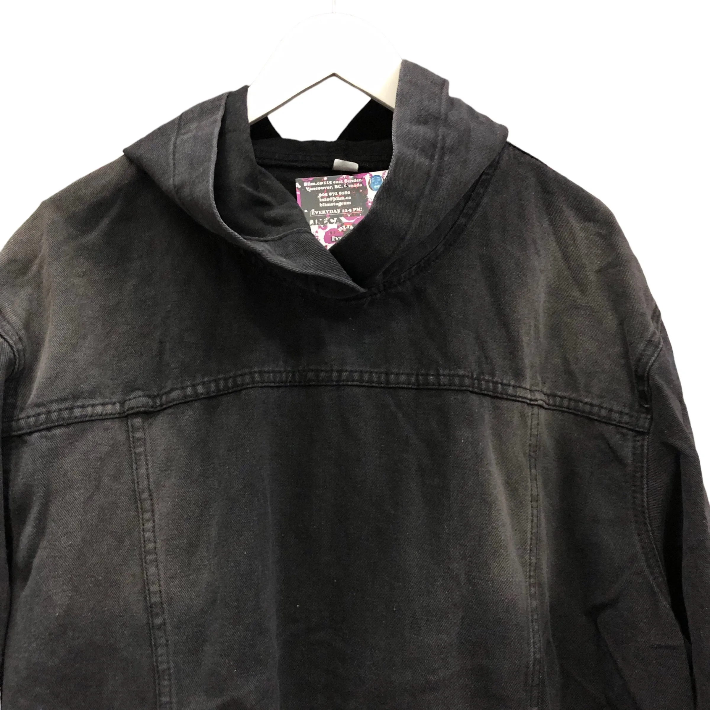 Black Acid Denim Hoody Jacket
