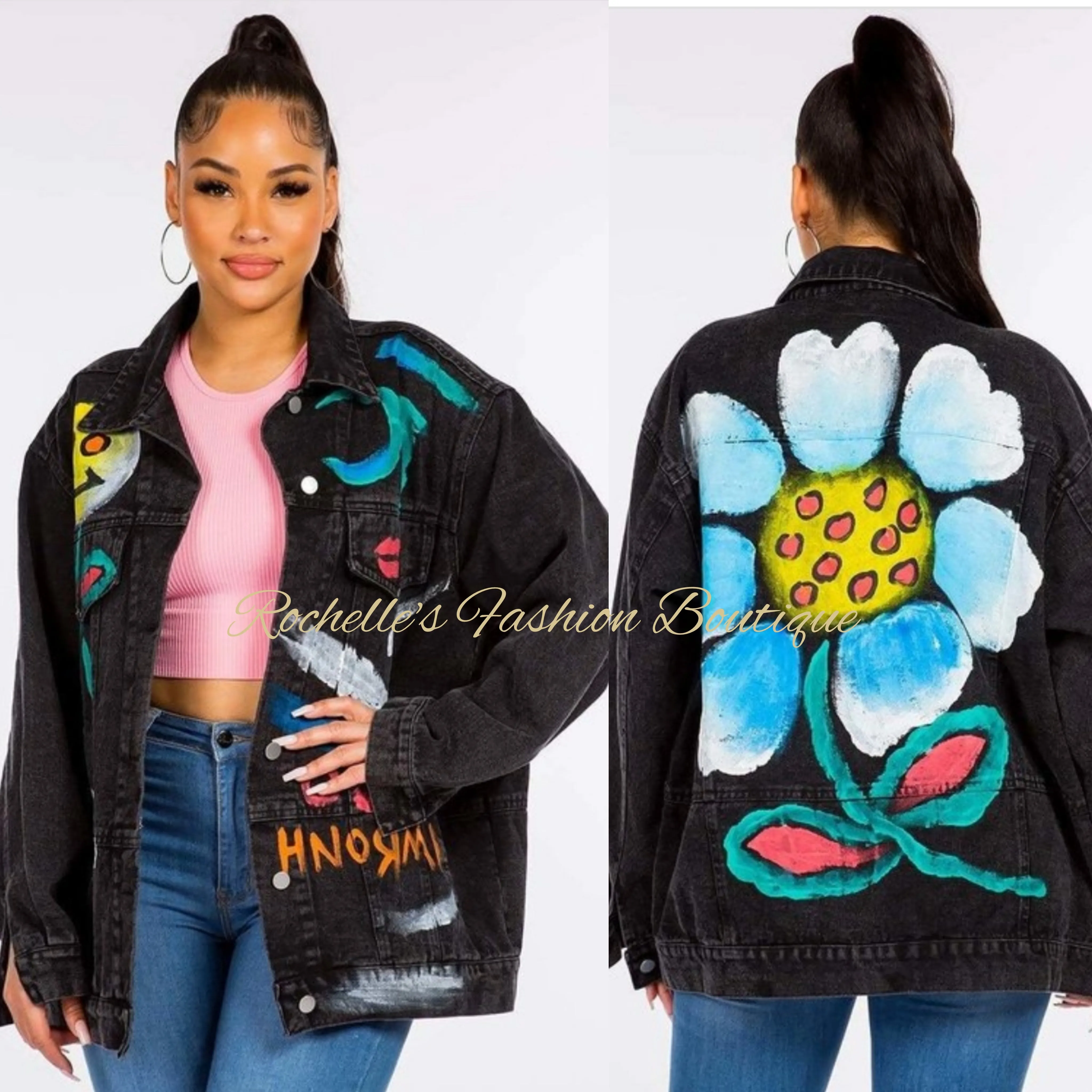 Black Muliti Paint Denium Jacket