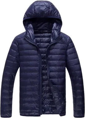Bubble Jacket For Men With Hood Light Padded Packable Puffer Jacket Hooded Zip Up Lightweight Quilted Down Coat