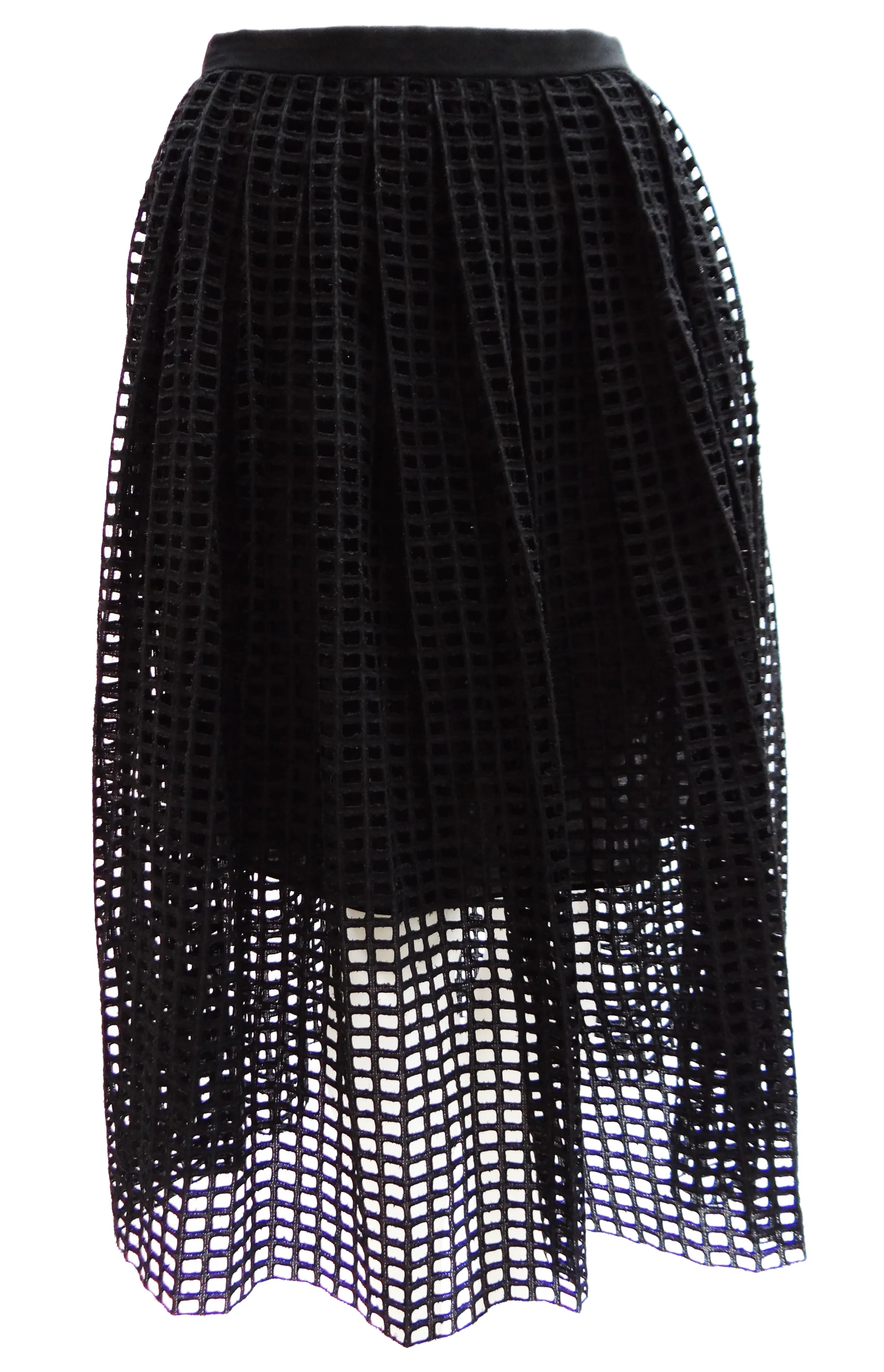 Carven Cutwork Black Mid-length Skirt, UK10
