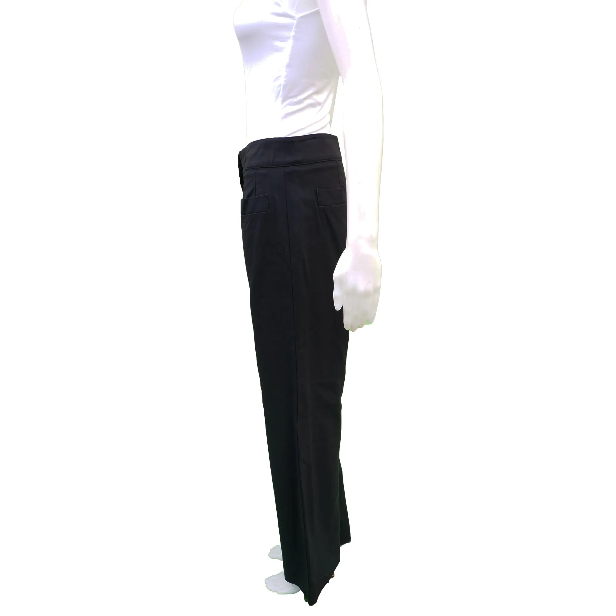 CHANEL BLACK WOOL WIDE LEG PANT