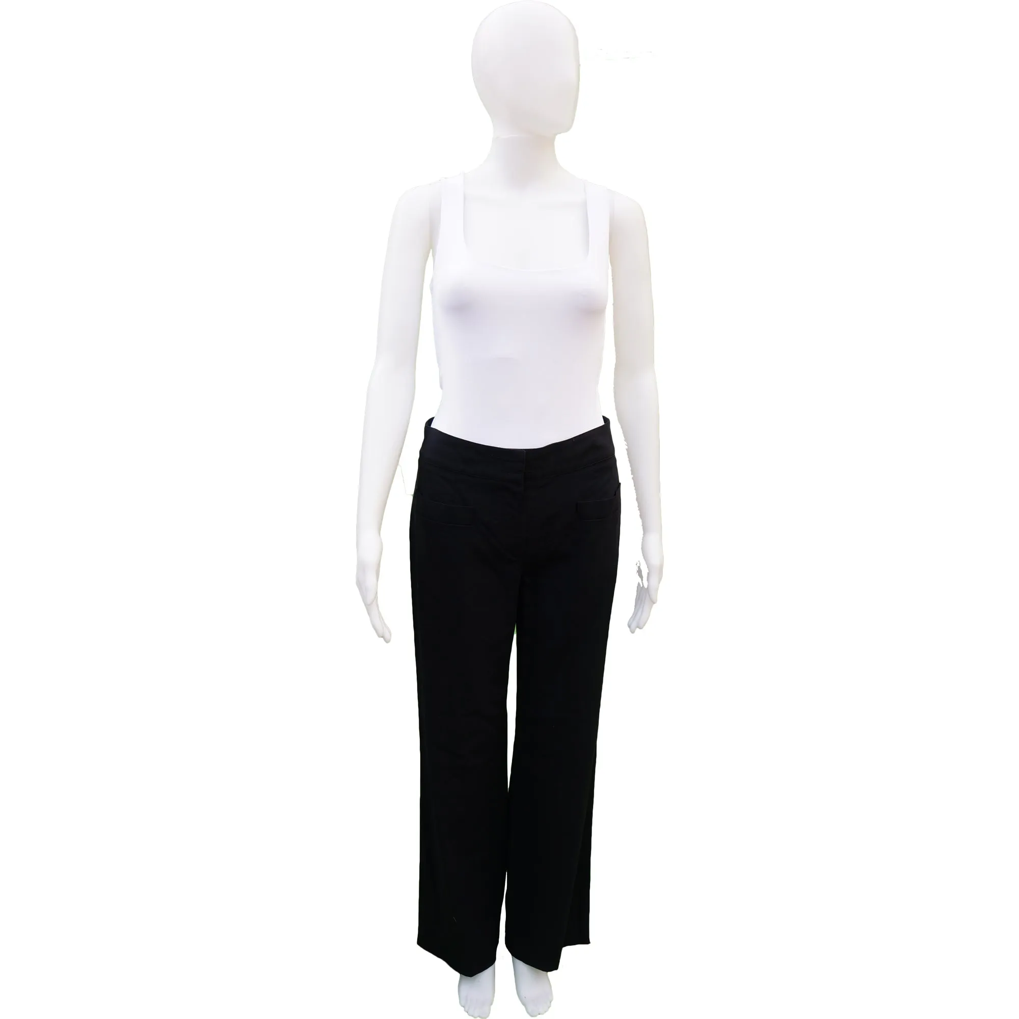 CHANEL BLACK WOOL WIDE LEG PANT