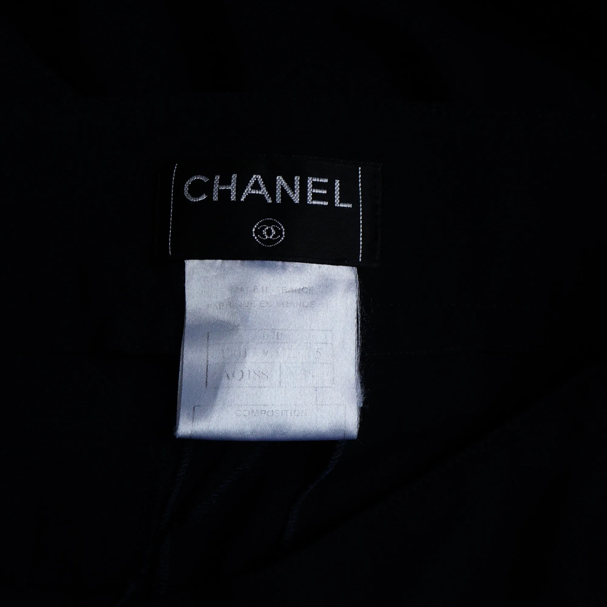 CHANEL BLACK WOOL WIDE LEG PANT