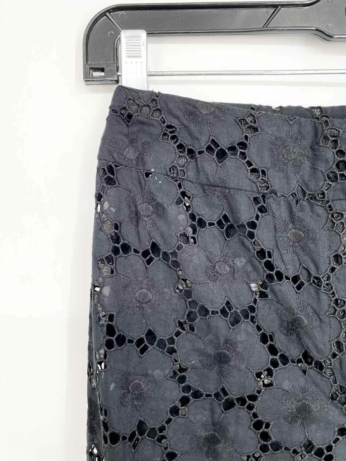 Chanel Women's Black Wide Leg Lace Sheer High Waisted Luxury Size XS Pants