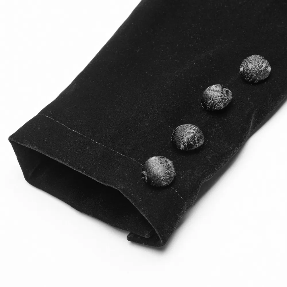 Chic Gothic Weft Velvet Tailcoat with Lace Trim