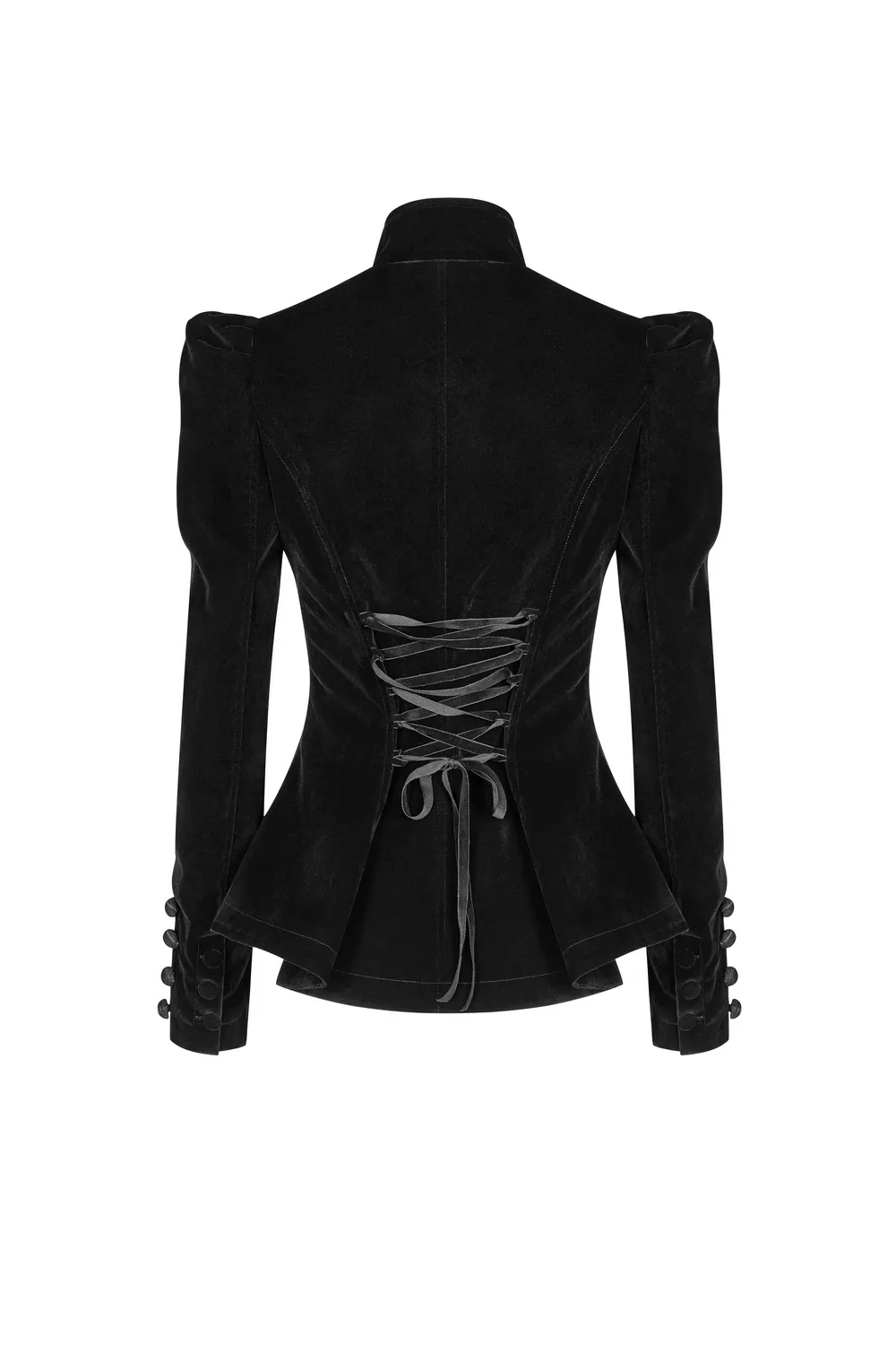 Chic Gothic Weft Velvet Tailcoat with Lace Trim