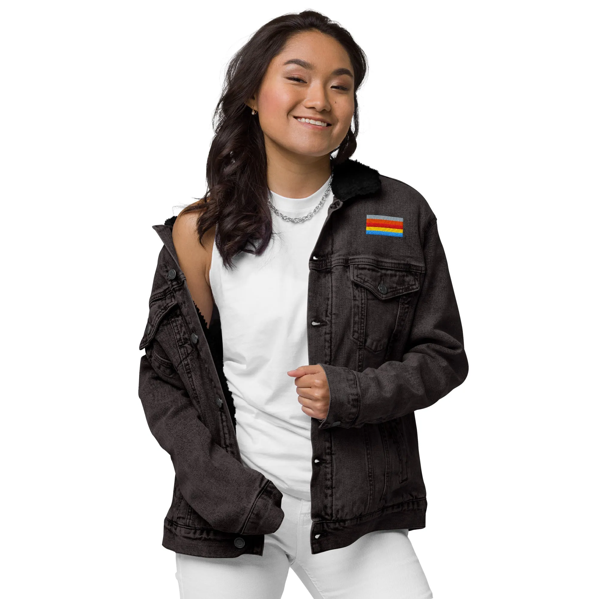 COLORFUL Unisex Denim Sherpa Jacket
