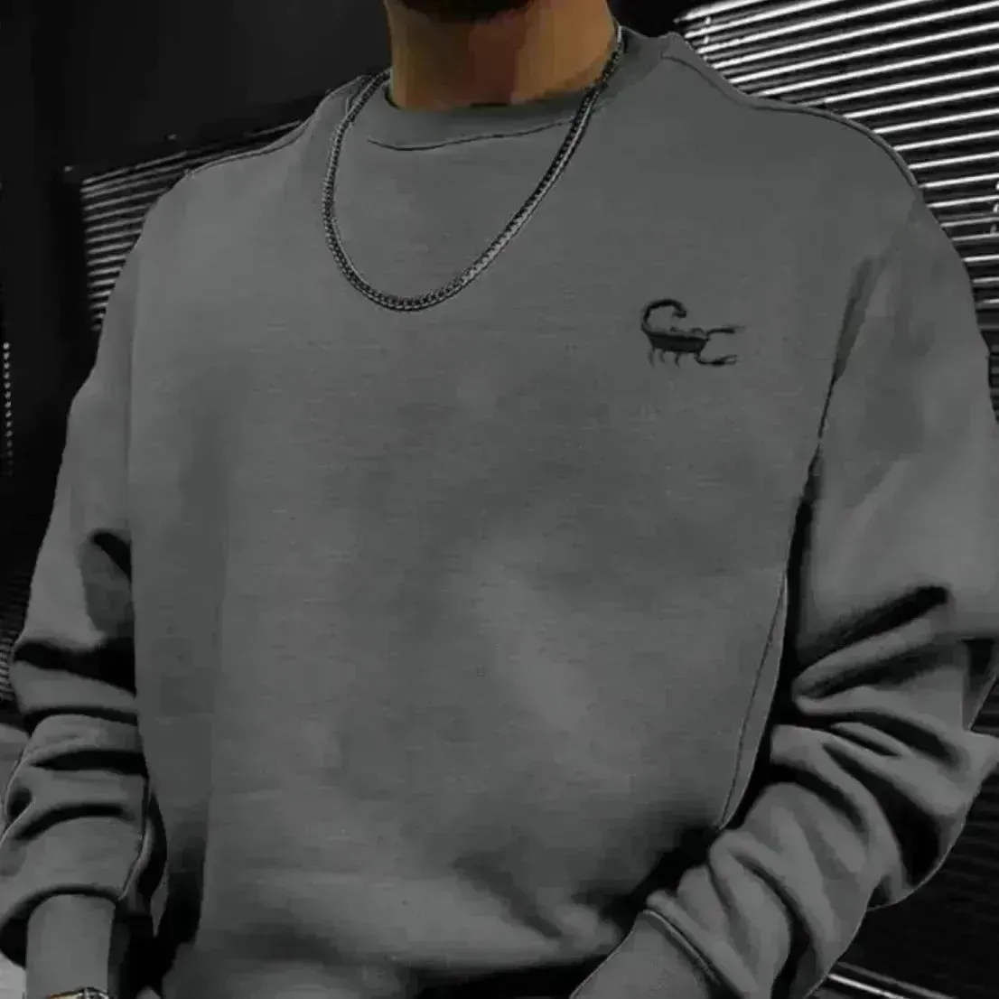 Dark Style Printed Men Crew neck Pullover Sweatshirt