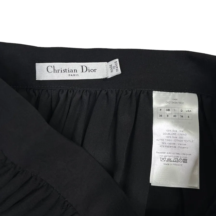 DIOR LACE TRIM SILK SKIRT - BLACK