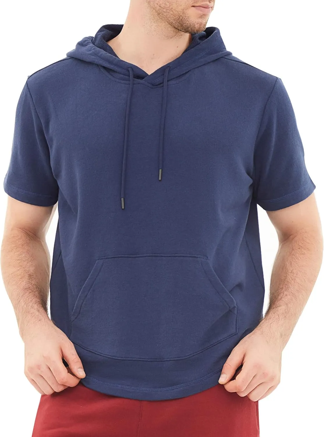 DubinikShort Sleeve Hoodie Lightweight Soft Cotton Moisture Wicking Kangaroo Pocket Short Sleeve Hoodie For Men