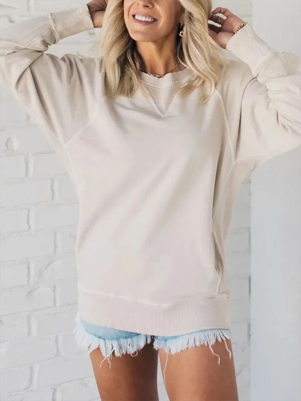 Elissa Women's Bat Sleeve Ribbed Embellished Pocket Pullover Sweatshirt