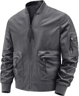 Finelylove Mens Flight Bomber Jacket Waterproof Military Windbreaker Windproof Fall Jackets Outdoor Soft Shell Jacket