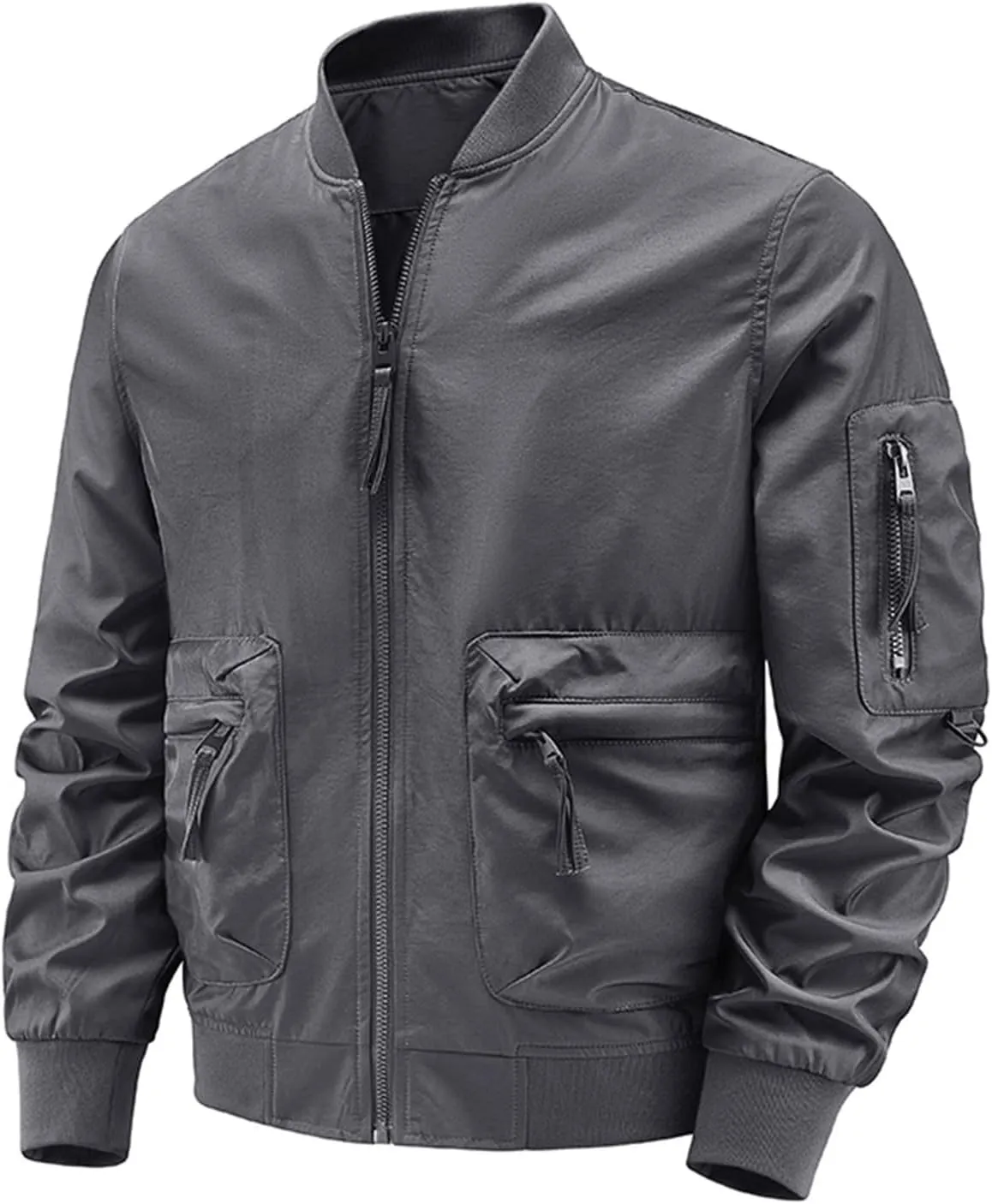 Finelylove Mens Flight Bomber Jacket Waterproof Military Windbreaker Windproof Fall Jackets Outdoor Soft Shell Jacket