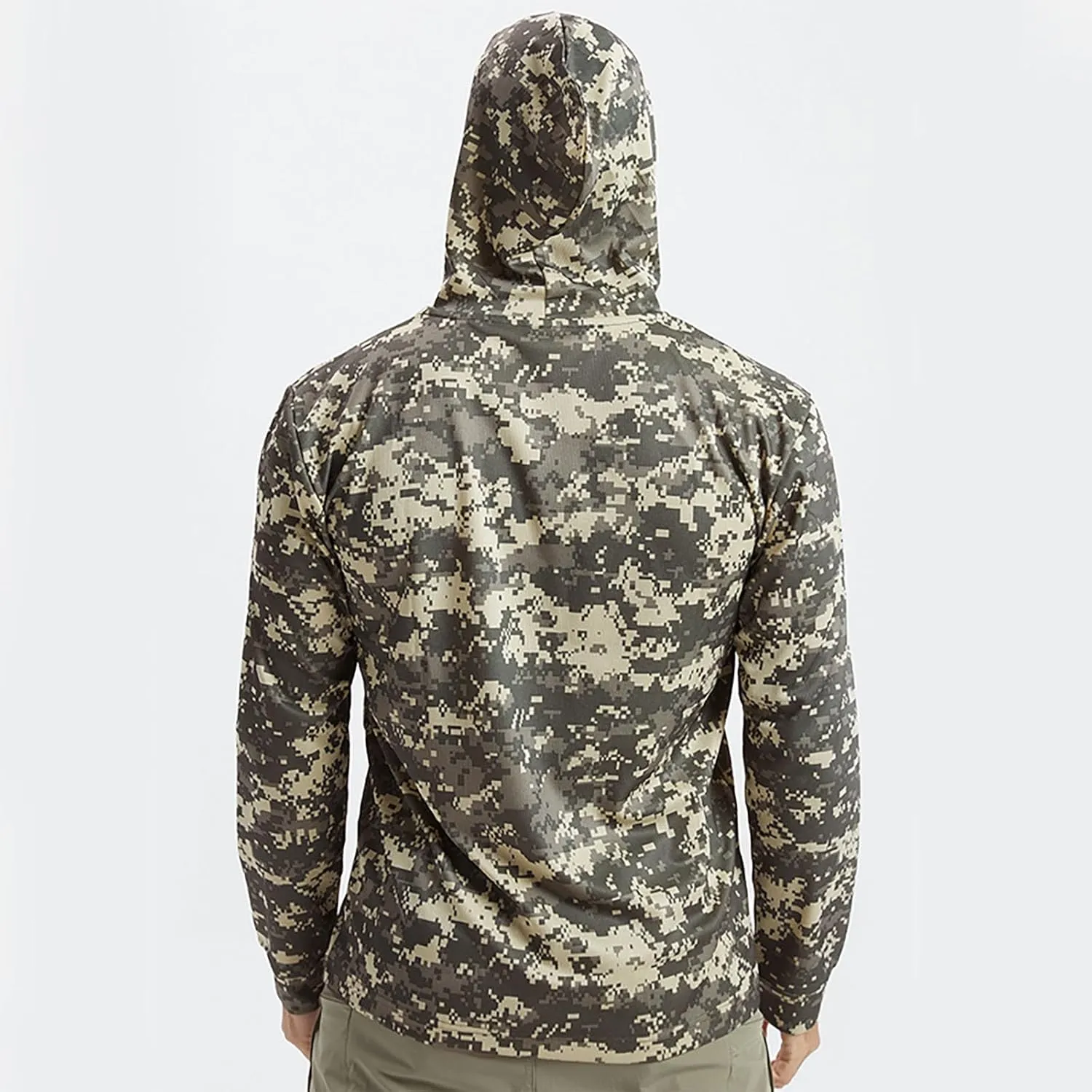 Finelylove Men's UV Sun Protection Shirt UPF 50  Camo Hoodie Long Sleeve Quick Dry Hiking Fishing Shirts Rash Guard