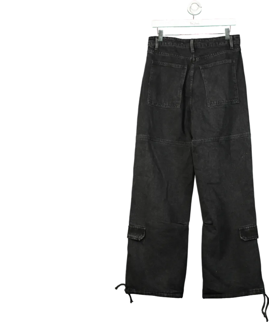 Gateless Black Wide-leg Cargo Jeans UK M