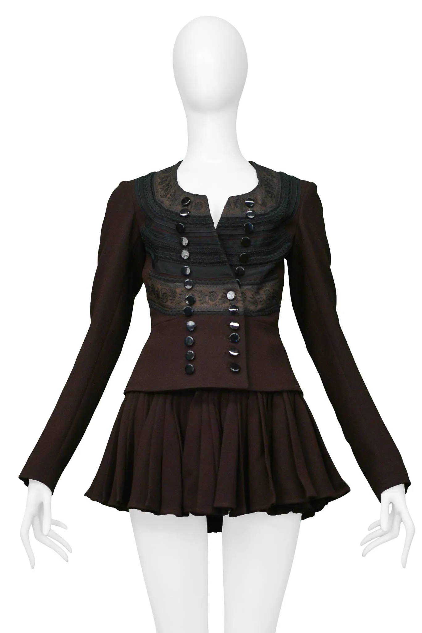 GAULTIER BROWN EMBROIDERED BROCADE BLAZER