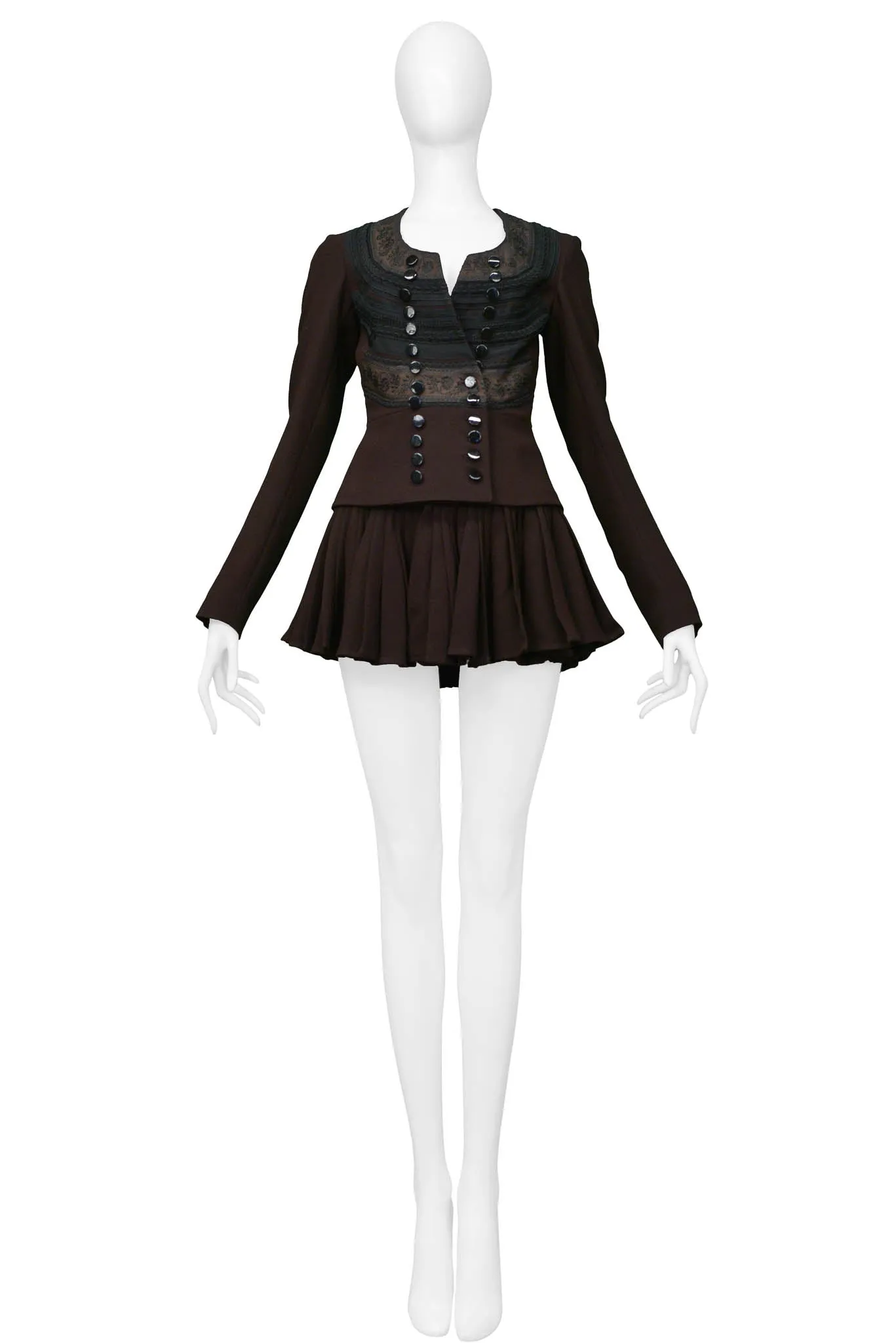 GAULTIER BROWN EMBROIDERED BROCADE BLAZER