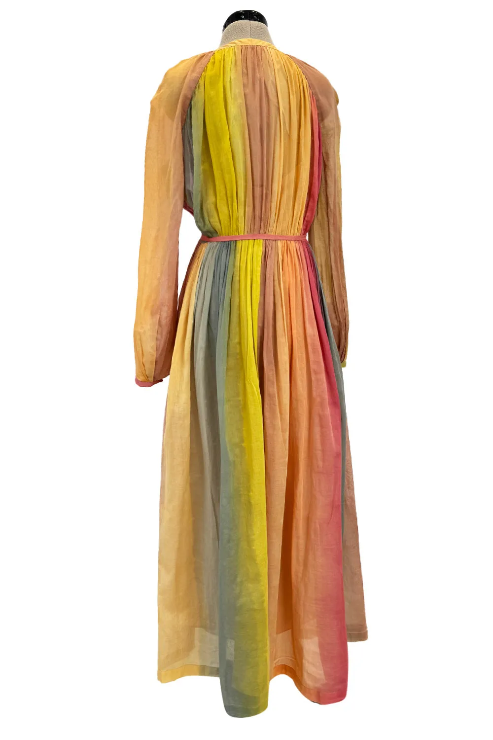 Gorgeous Spring 2020 Christian Dior Sunset Striped Cotton Dress w Silk Chiffon Under Slip