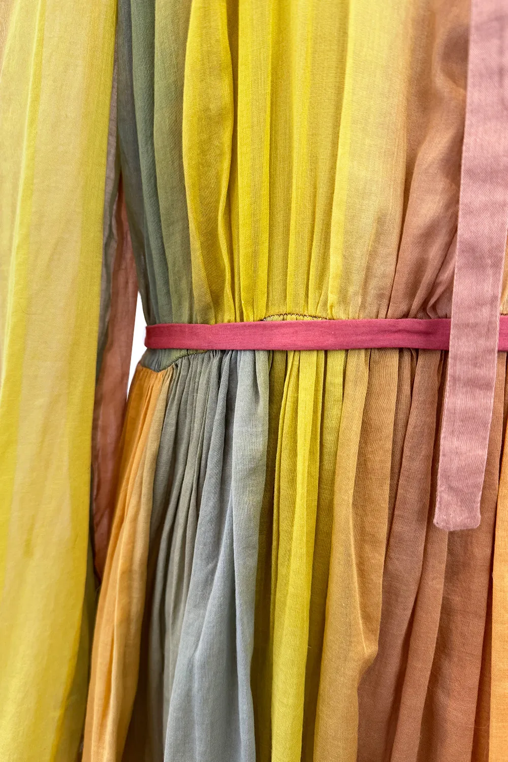 Gorgeous Spring 2020 Christian Dior Sunset Striped Cotton Dress w Silk Chiffon Under Slip