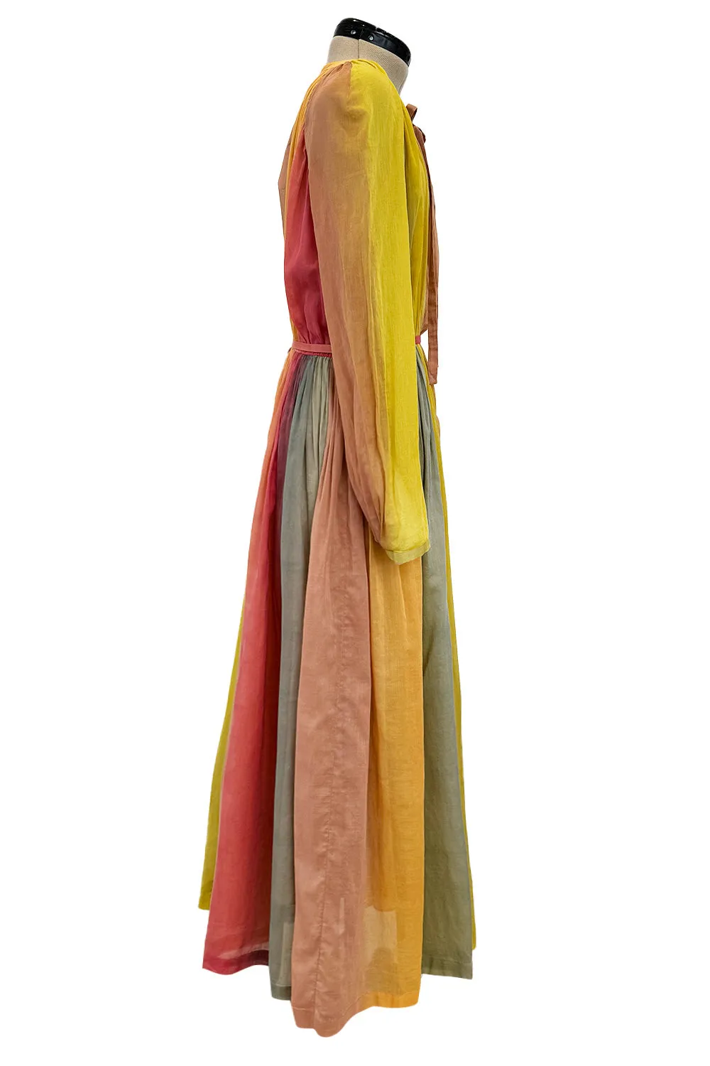 Gorgeous Spring 2020 Christian Dior Sunset Striped Cotton Dress w Silk Chiffon Under Slip