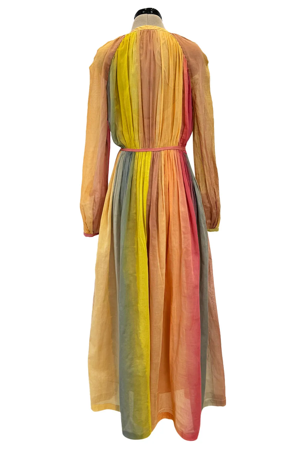 Gorgeous Spring 2020 Christian Dior Sunset Striped Cotton Dress w Silk Chiffon Under Slip