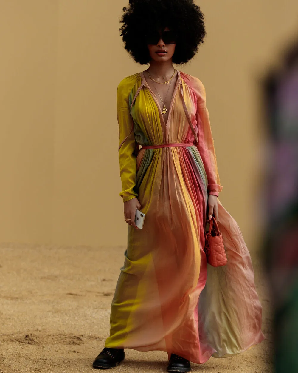 Gorgeous Spring 2020 Christian Dior Sunset Striped Cotton Dress w Silk Chiffon Under Slip