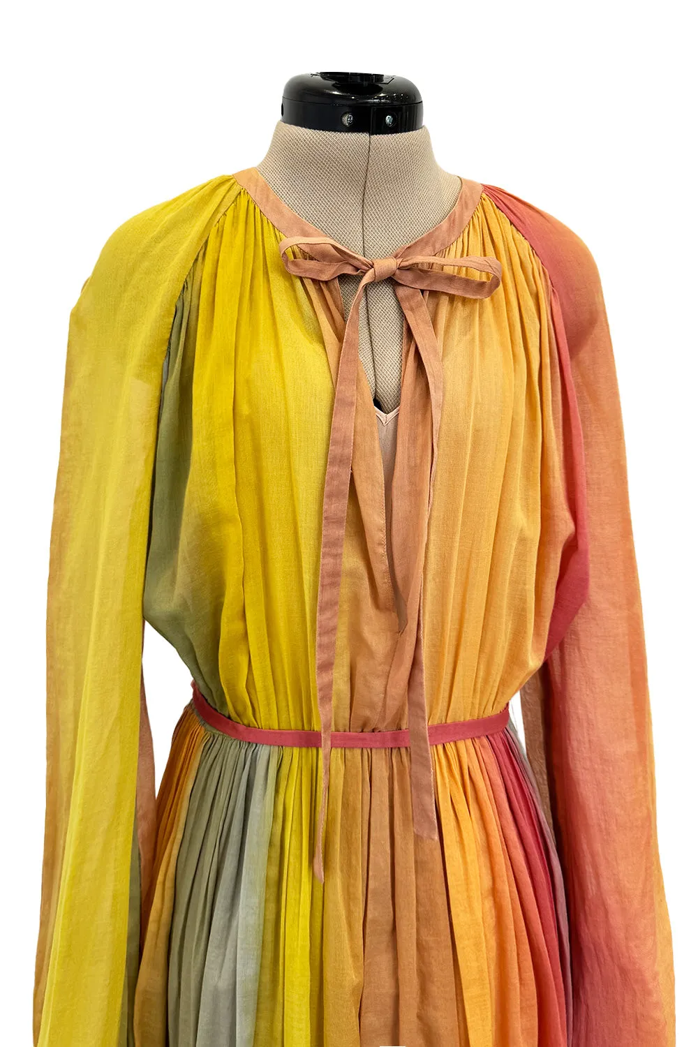 Gorgeous Spring 2020 Christian Dior Sunset Striped Cotton Dress w Silk Chiffon Under Slip