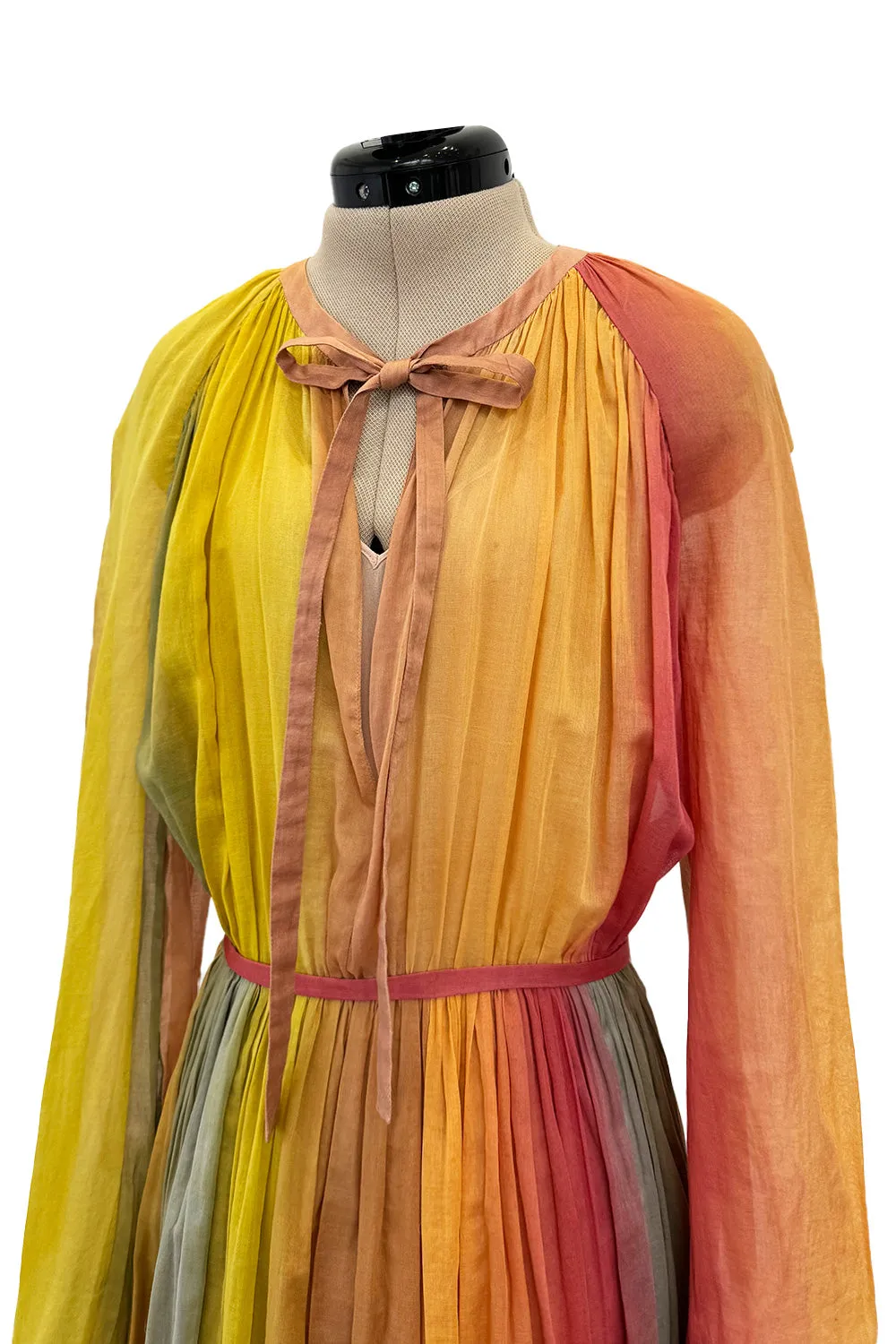 Gorgeous Spring 2020 Christian Dior Sunset Striped Cotton Dress w Silk Chiffon Under Slip