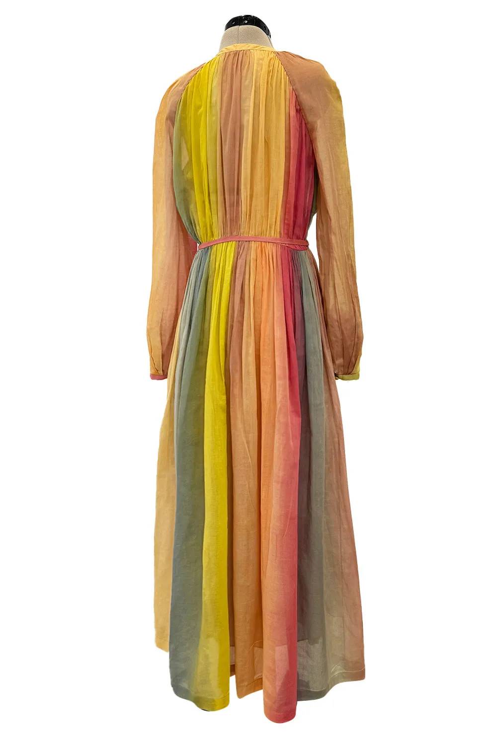 Gorgeous Spring 2020 Christian Dior Sunset Striped Cotton Dress w Silk Chiffon Under Slip