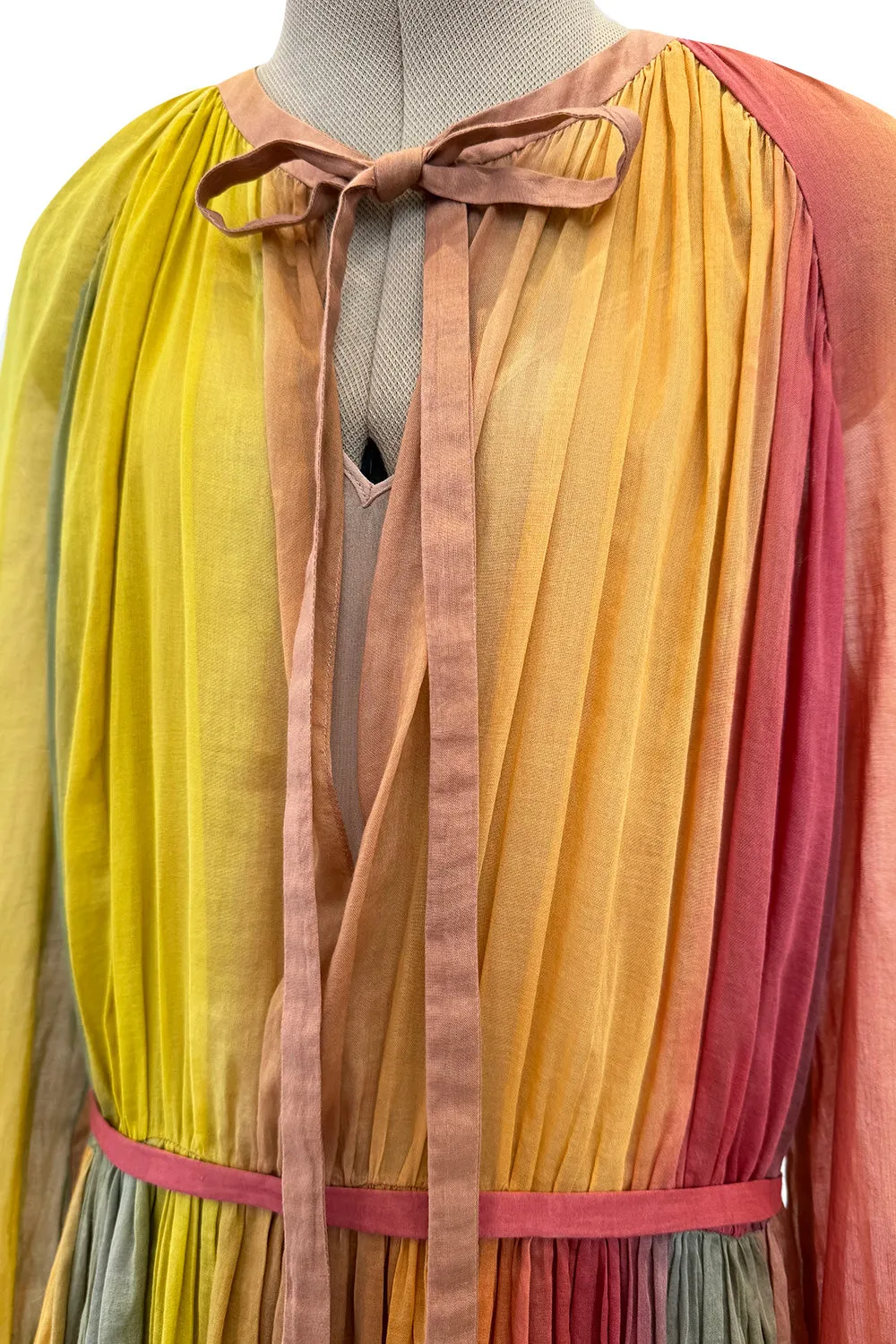 Gorgeous Spring 2020 Christian Dior Sunset Striped Cotton Dress w Silk Chiffon Under Slip