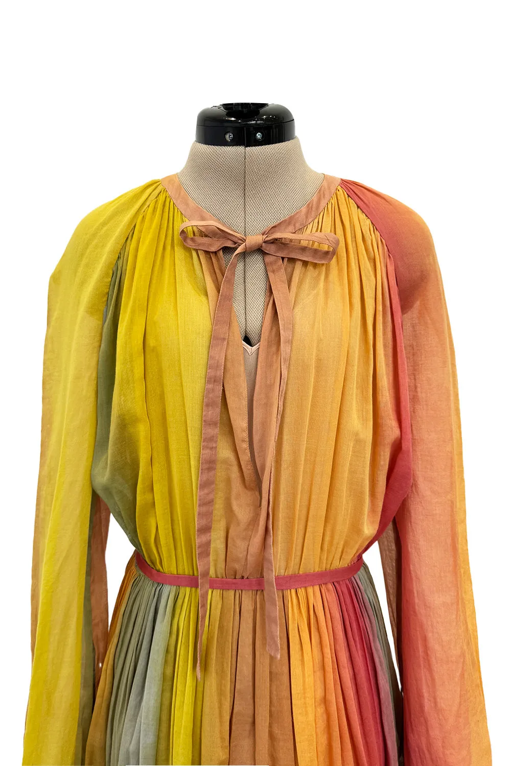 Gorgeous Spring 2020 Christian Dior Sunset Striped Cotton Dress w Silk Chiffon Under Slip