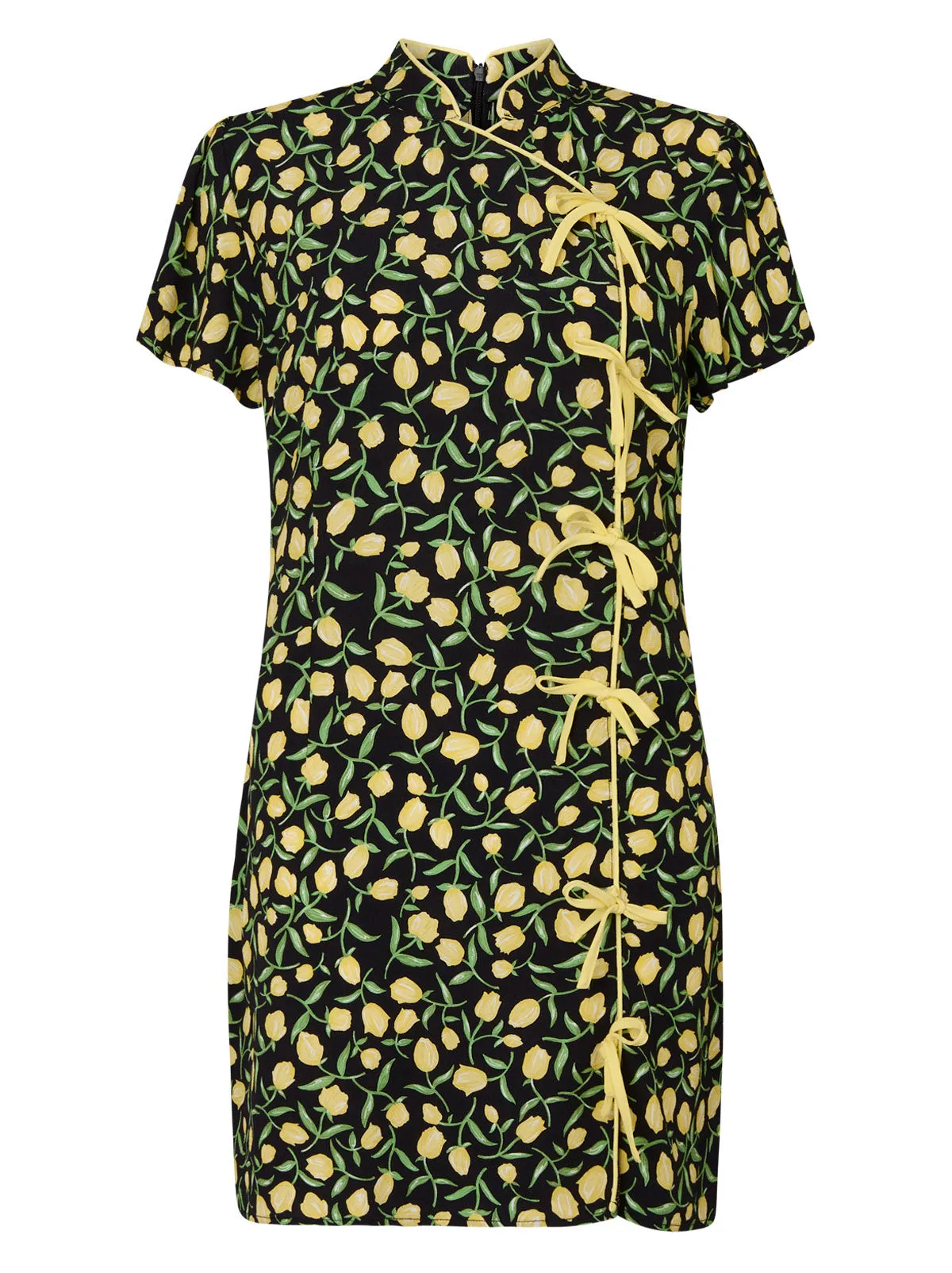 Harlow Yellow Tulip Print Mini Dress