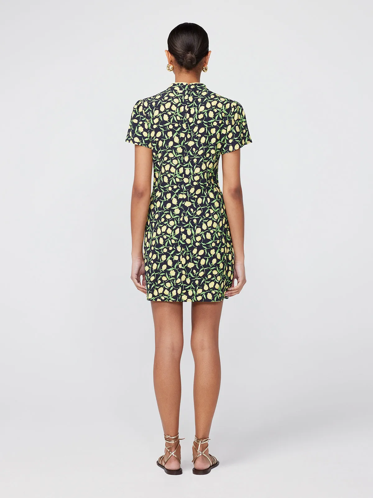 Harlow Yellow Tulip Print Mini Dress