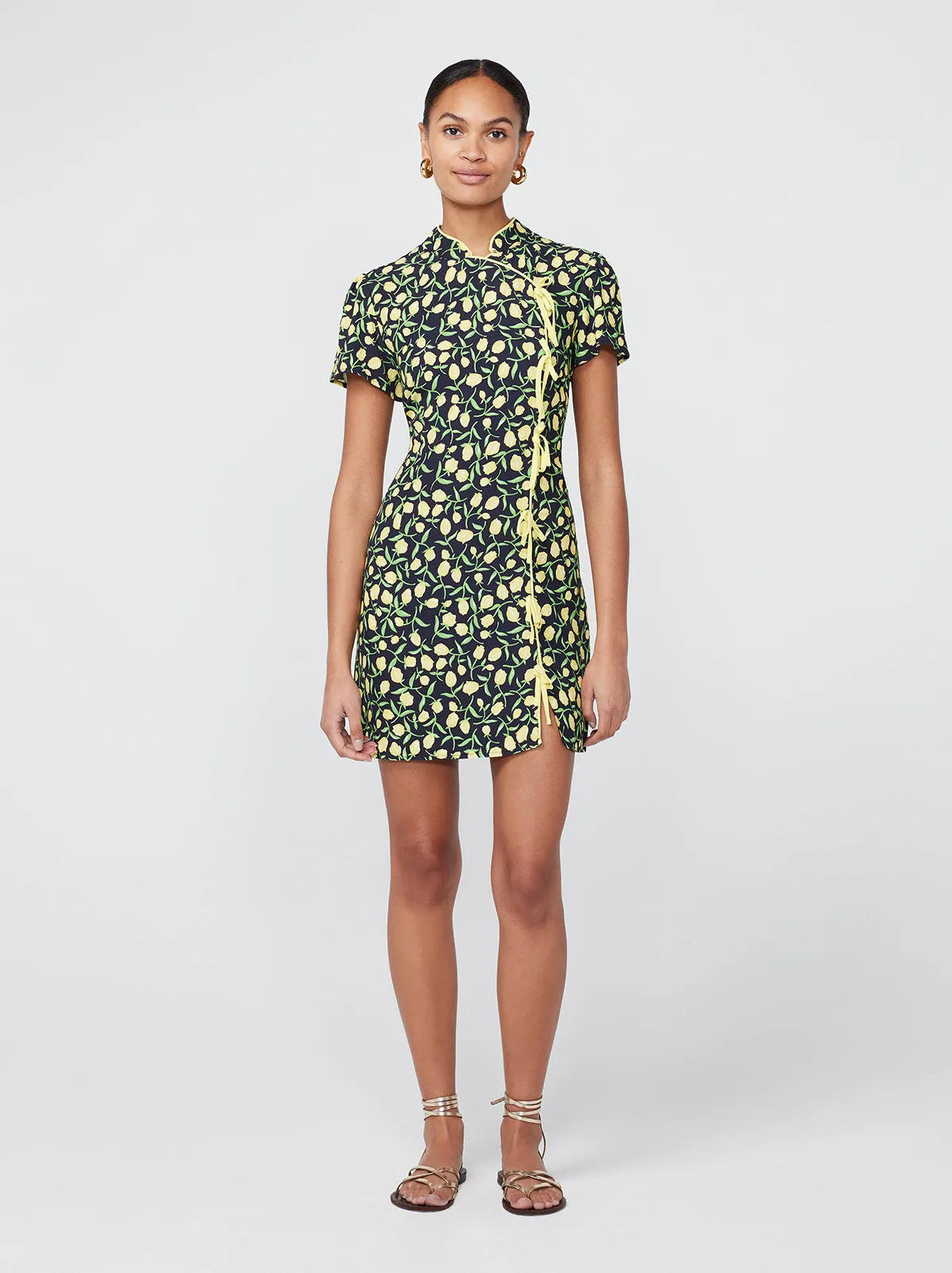 Harlow Yellow Tulip Print Mini Dress