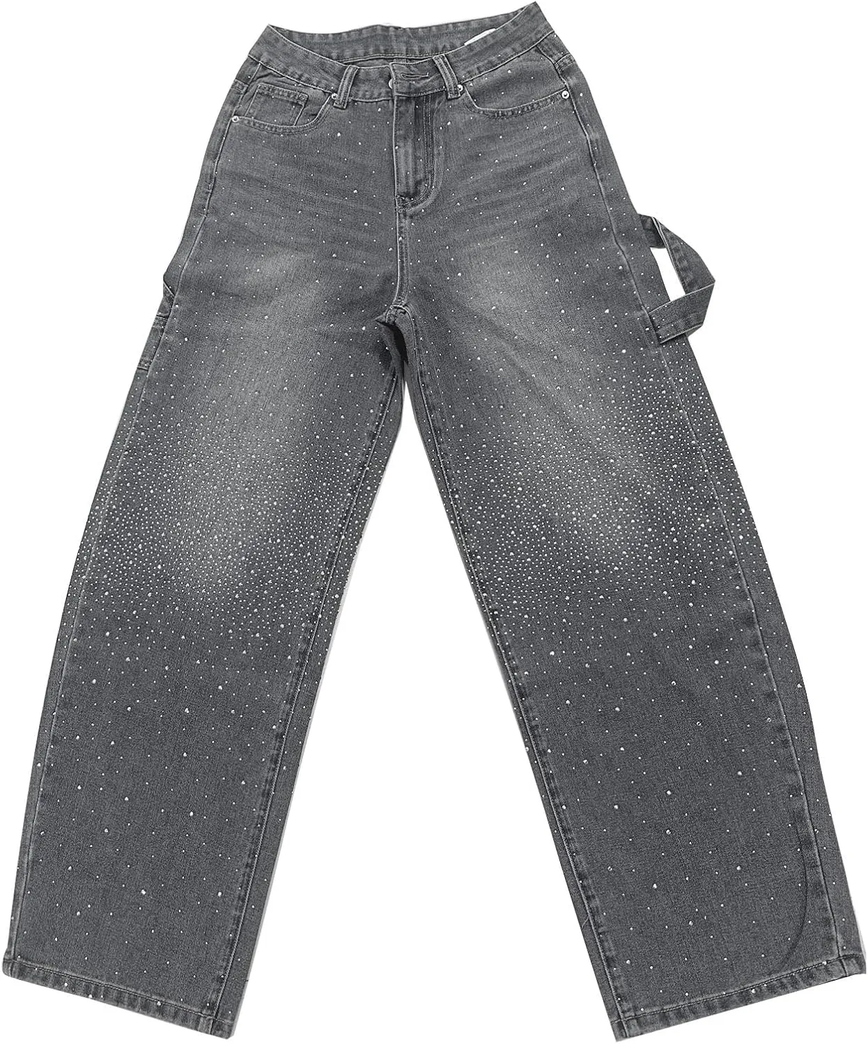 High Waisted Baggy Jeans for Women Diamond Straight Loose Jeans Fashion Vintage Boyfriend Denim Pants