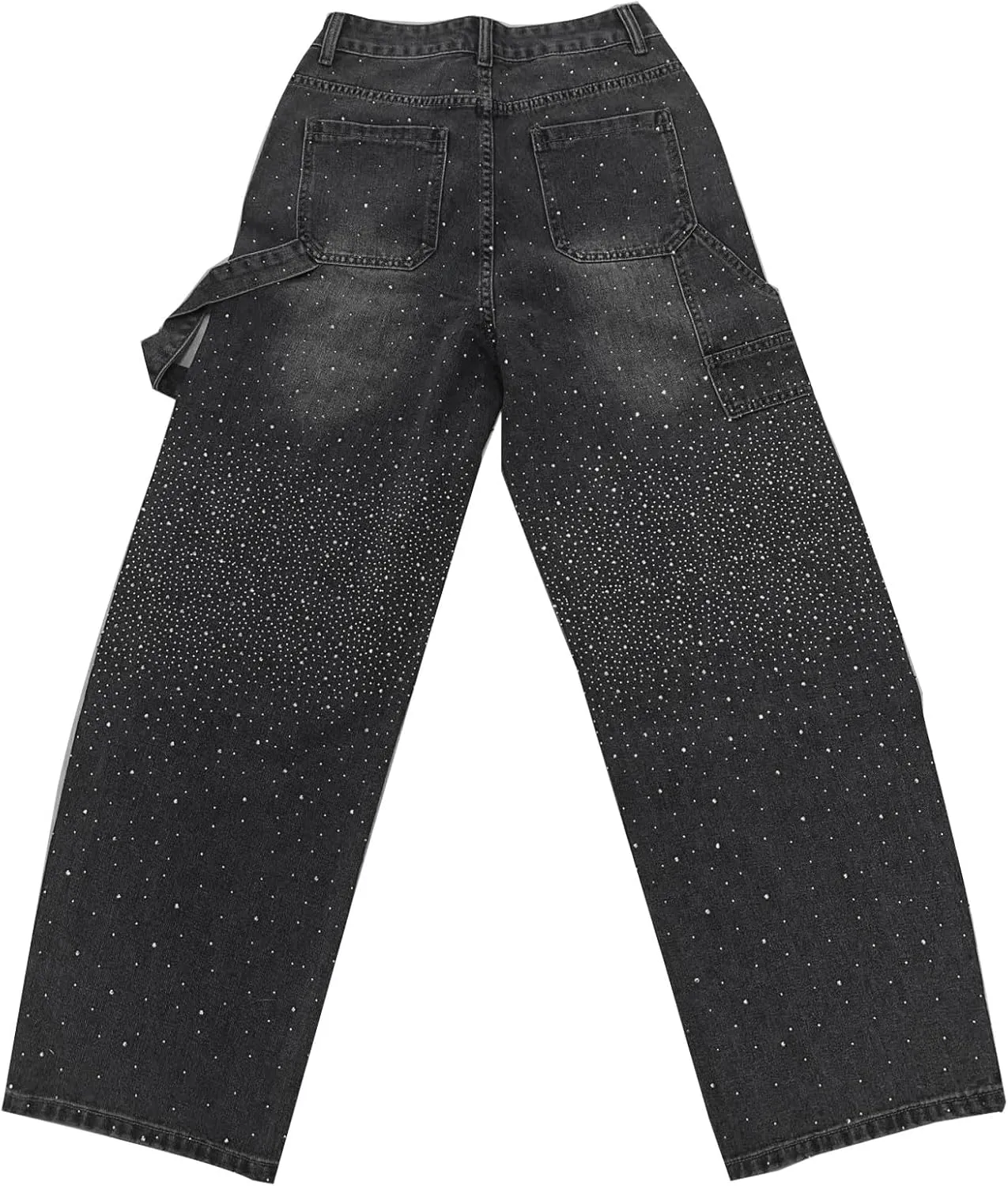 High Waisted Baggy Jeans for Women Diamond Straight Loose Jeans Fashion Vintage Boyfriend Denim Pants