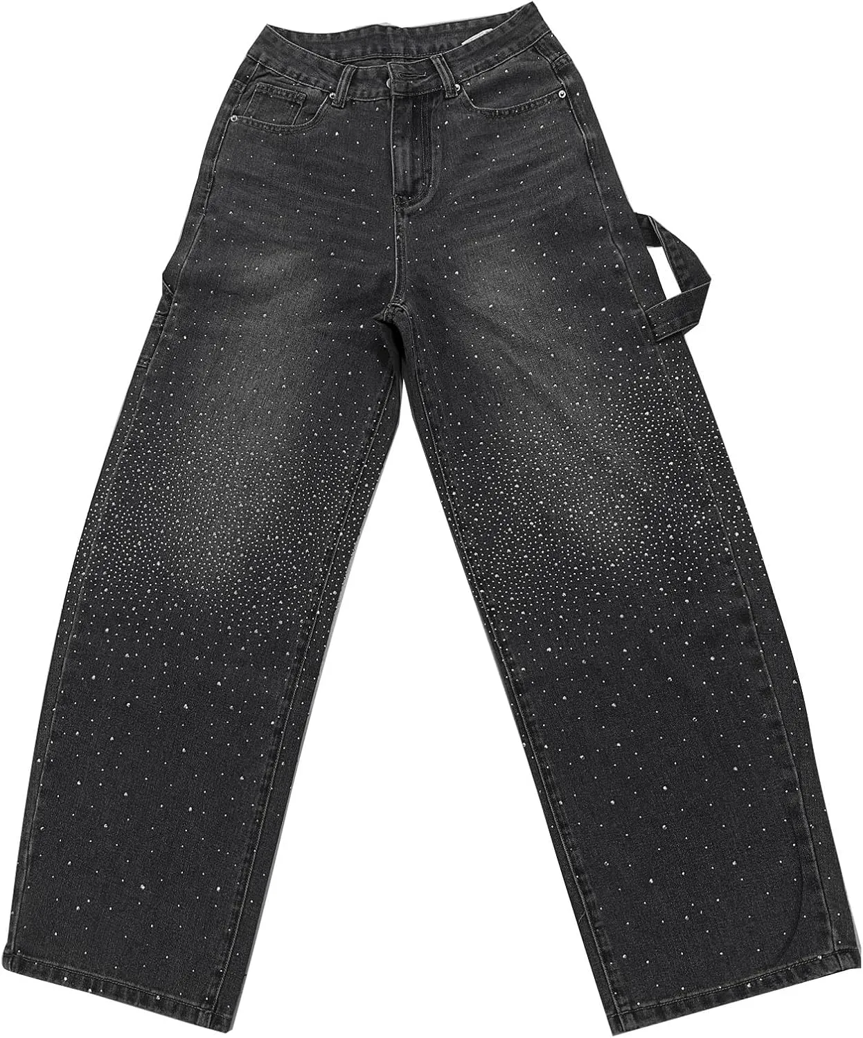 High Waisted Baggy Jeans for Women Diamond Straight Loose Jeans Fashion Vintage Boyfriend Denim Pants