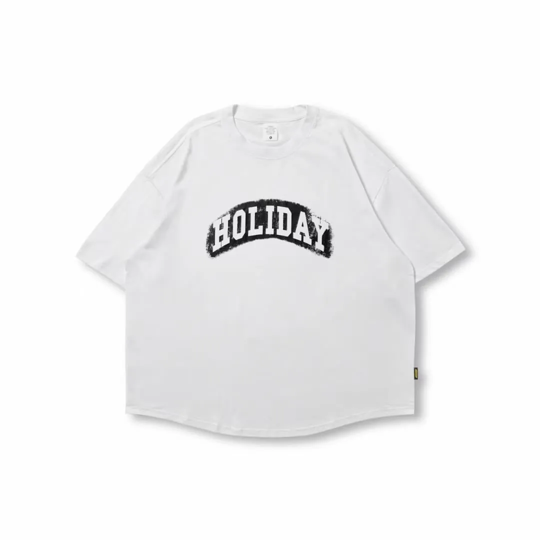 Holiday Print Loose Short Sleeve T-Shirt In White